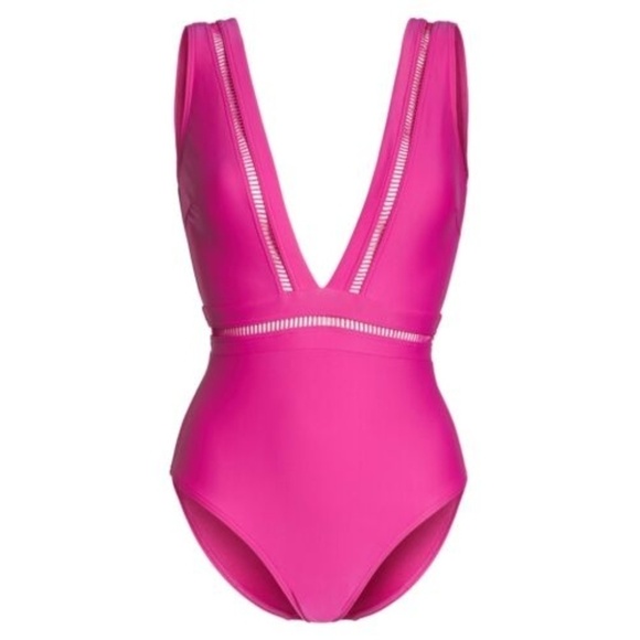 💕TED BAKER💕 Deep V Plunge One-Piece Swimsuit ~ Fuscia US 8 NWT - Picture 6 of 8